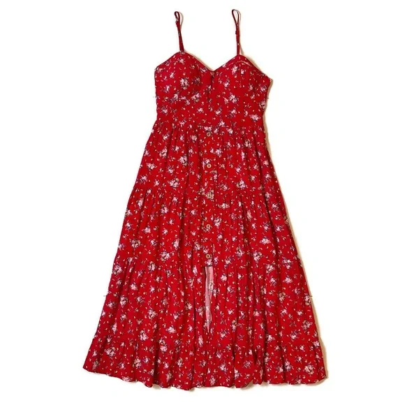 Band Of Gypsies Floral Tiered Midaxi Dress XS - Picture 6 of 12